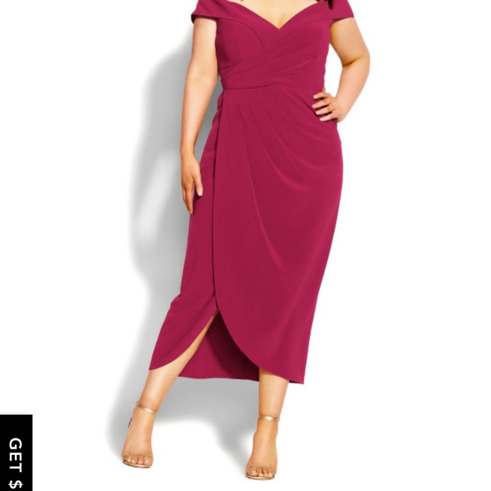 City Chic Ripple Dress- BLACK